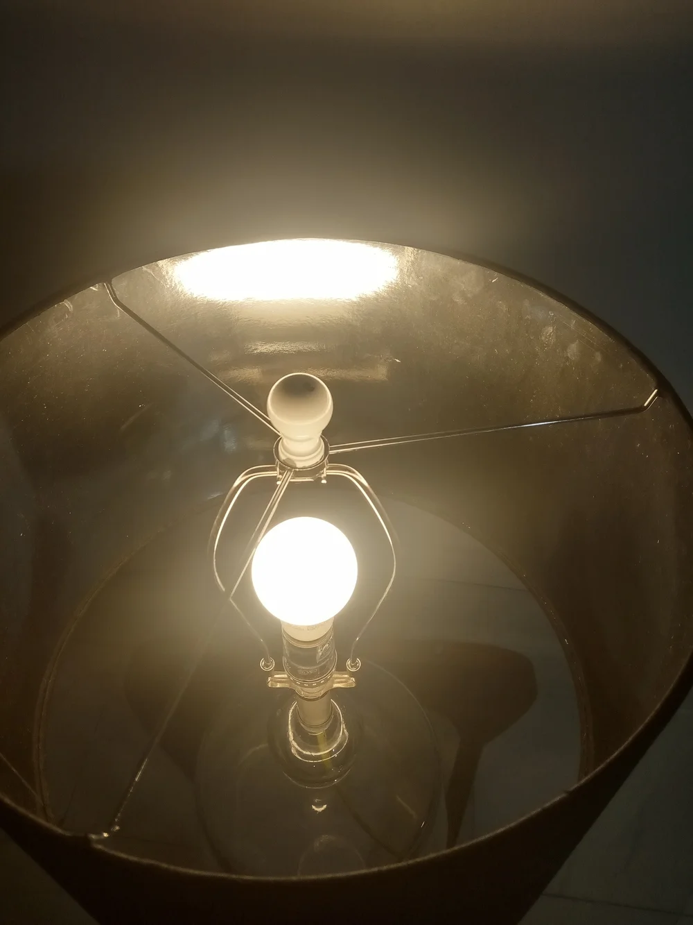 Glass Table Lamp with Black Drum Shade